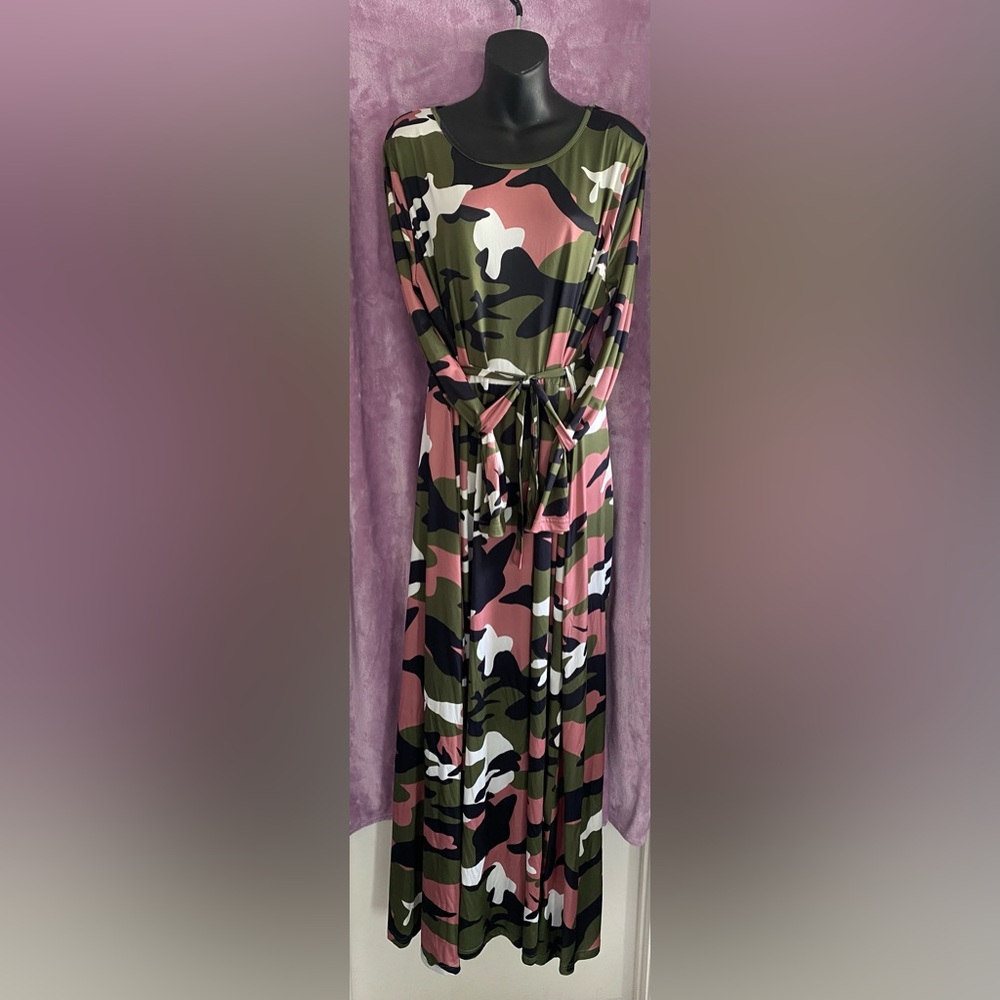 Long Sleeve Camo Maxi Dress